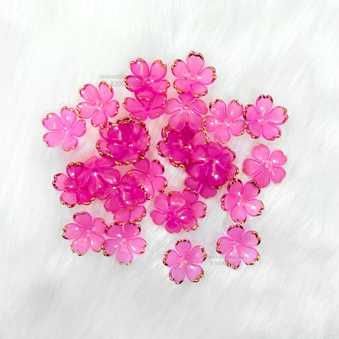 Pink Acrylic Cherry Blossom Flower Beads